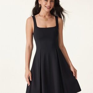 Square Neck Fit-and-flare Mini Brami Dress - Navy